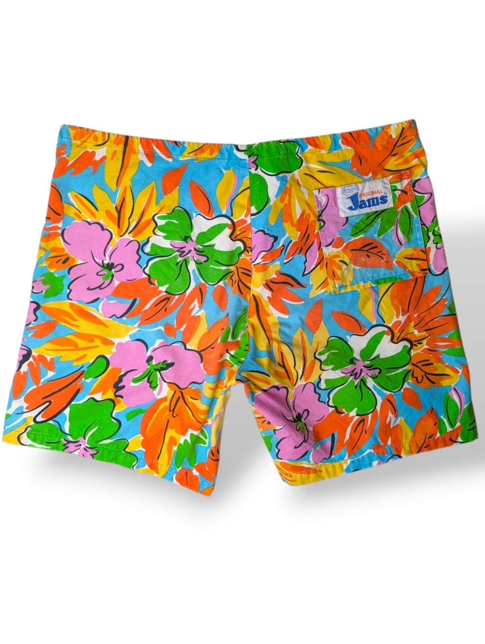 Original Jams Surf Line Hawaii 70/80s Vintage Tropical Drawstring Board Shorts M